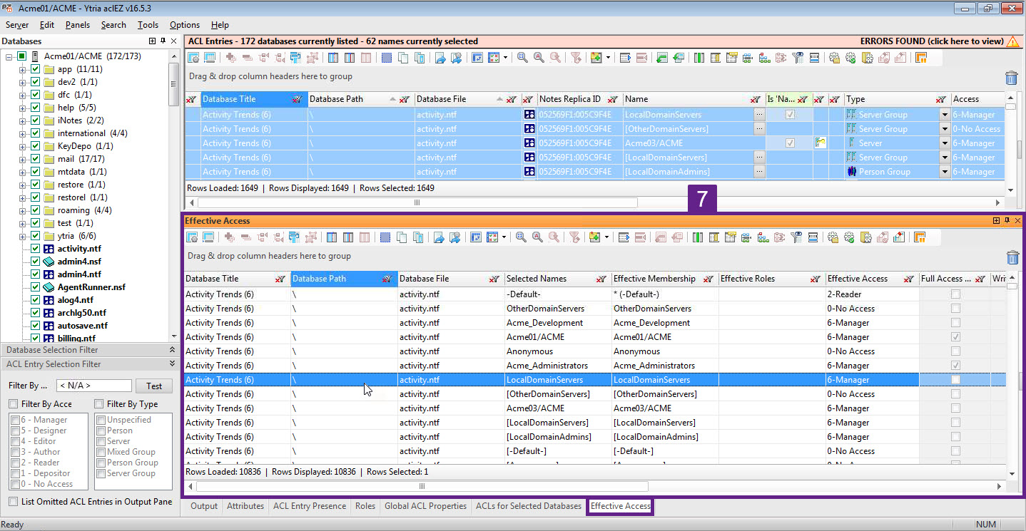 Your effective access results will be shown in the Effective Access grid