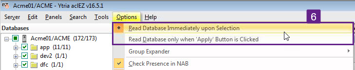 The 'Read Database' options will affect hoe the information loads into the main grid