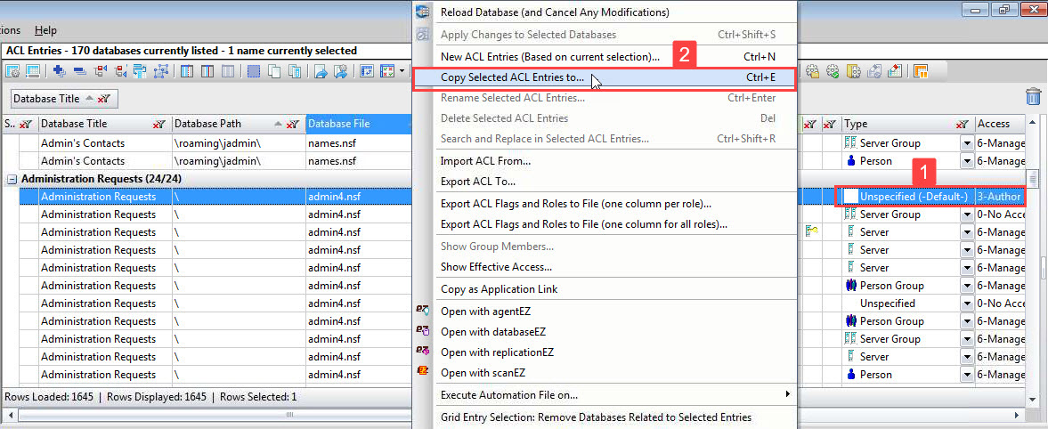 Find the ACLs you want to copy