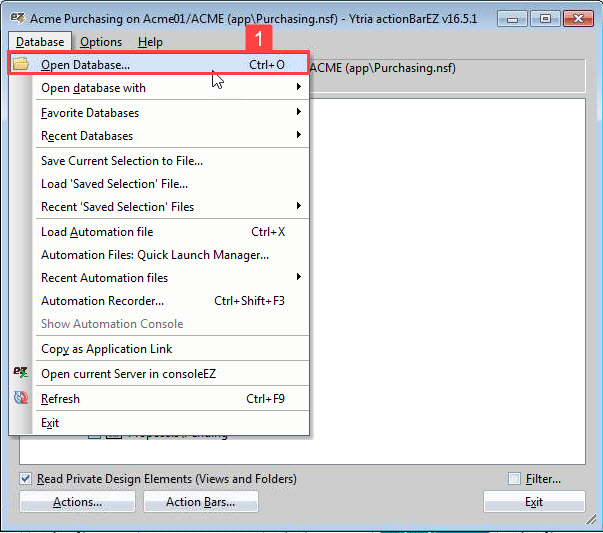 Change database by selection the 'Open Database' option from the 'Database' menu
