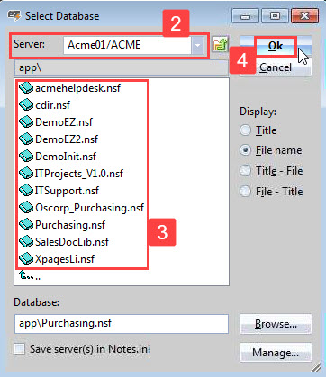 Select your server, choose your database and click 'OK'