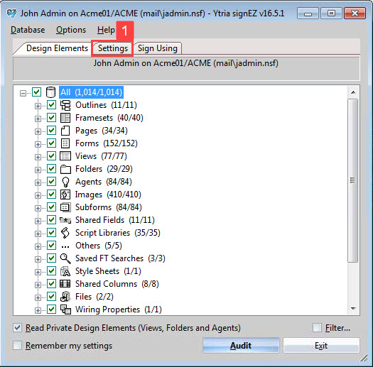 Select the design elements you want to include in your audit. The default setting of 'All' is chosen