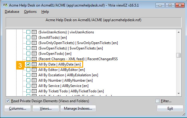 Your current database will be loasded in viewEZ and only the current view will be selected