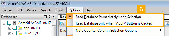Depending on how the read database option is set, your databases will either load automatically or require confirmation