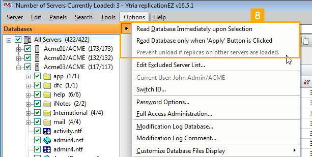 Depending on how the read databases option is set, your servers and databases will either be loaded automatically or require a confirmation
