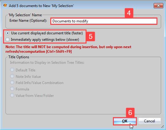 Enter a name for your new My Selection folder