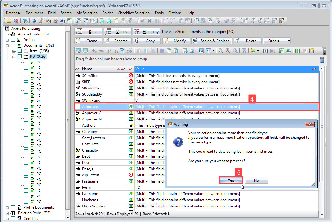 See the entire list of items that are present considering all documents in the folder