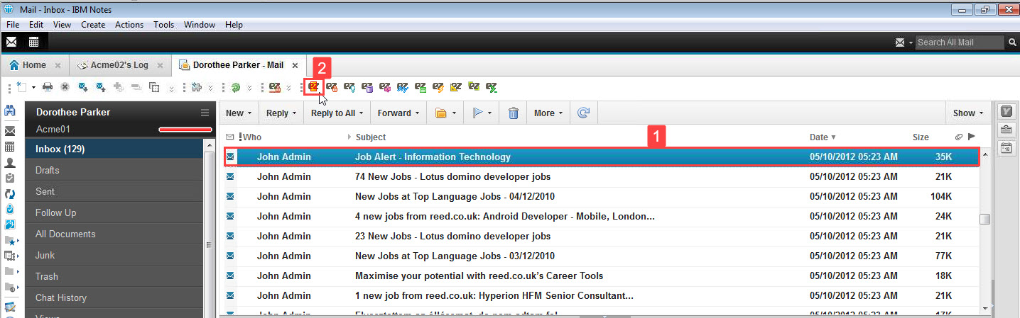While working in a database, select the document you want to analyze