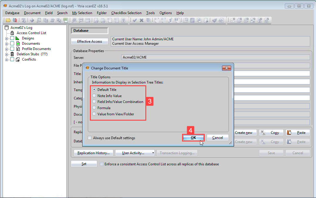Choose the displayed title to better identify your documents