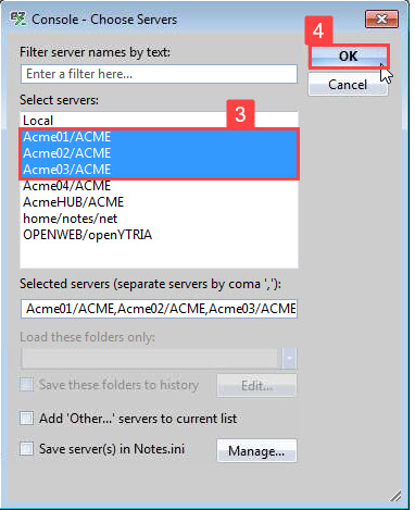 Choose your servers from the list