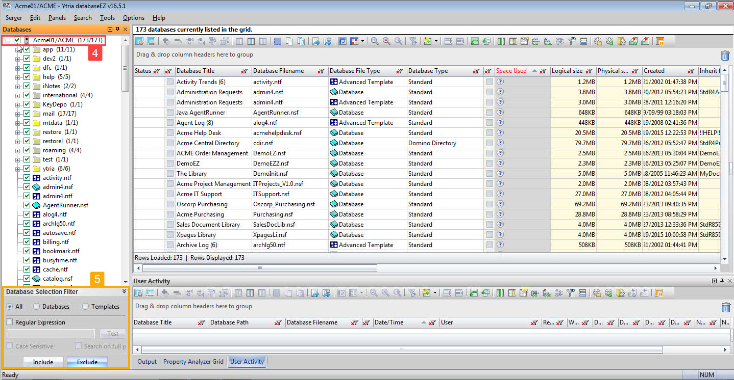 Select the databases that you want to analyze or select the entire server