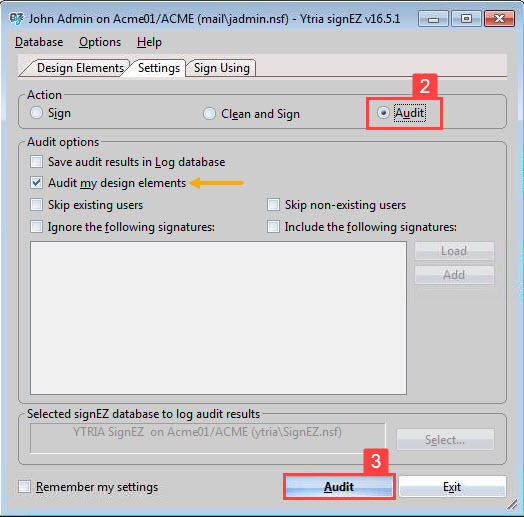 Carry out the signature audit