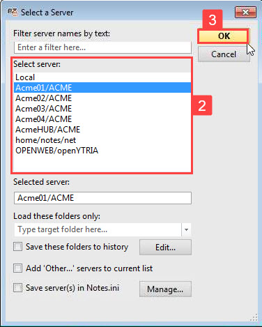 Select your server from the list