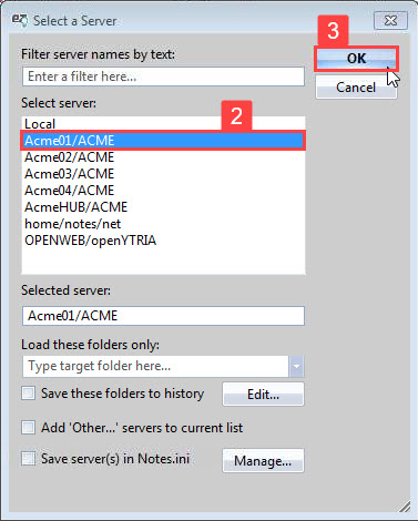 Select your server and click 'OK'
